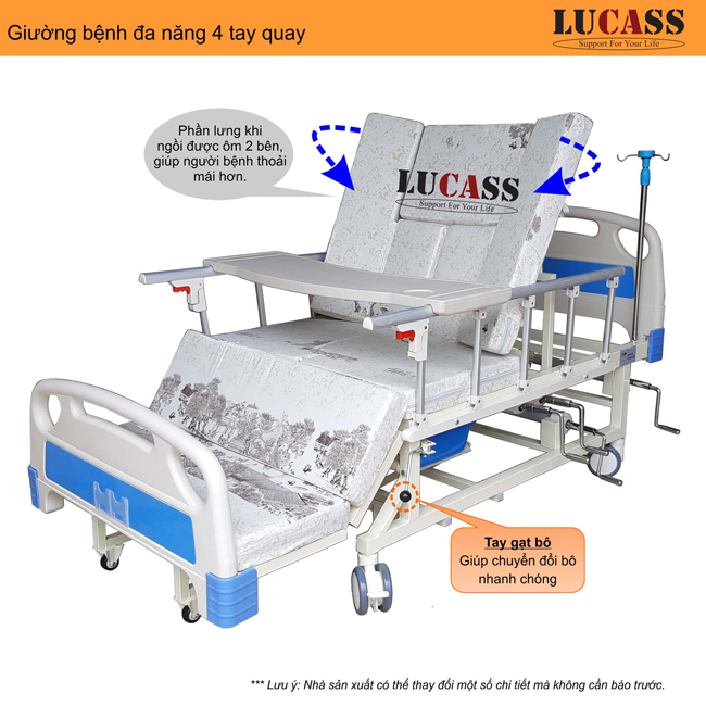 Giường bệnh 4 tay quay Lucass GB-T41