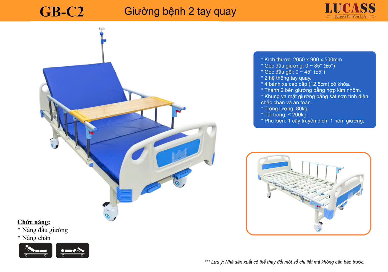 Giường Bệnh nhân 2 tay quay GB9E(GB-C2)